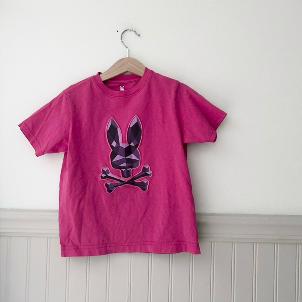 Psycho Bunny Kids Girls XS 5/6 Fuchsia 100% Pima Cotton Pink Graphic Tee